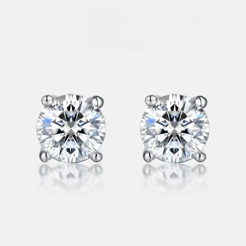

S925 Silver Plated 18K Gold PT950 Platinum Inlaid Moissanite Earrings Super Shiny Bright Earrings