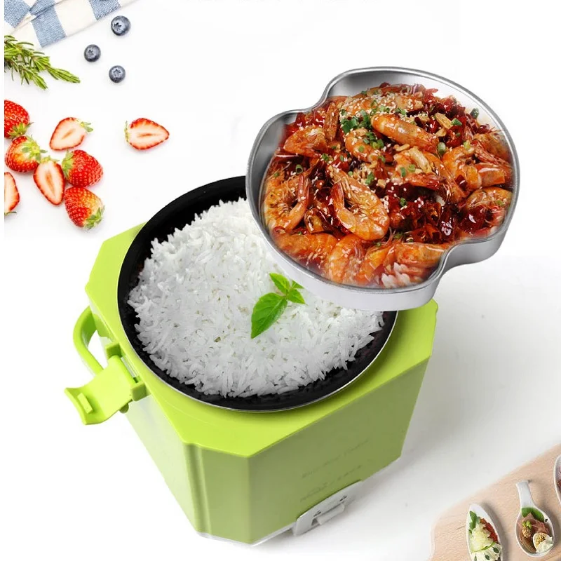 24V Truck Rice Cooker Warmer Soup Pot Multifunctional Mini Rice Cooker Portable Travel Camping Meal Heater With Steamer 1.6L