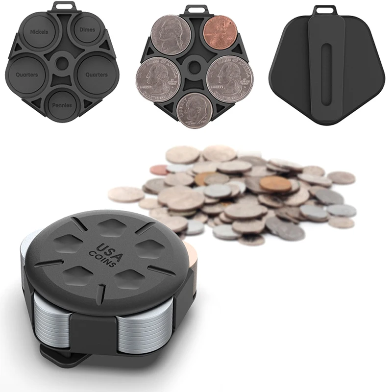 1Pc Round Change Storage Box Dispenser Dollar Purse Collection Organizer Display Container Money Coin Holder