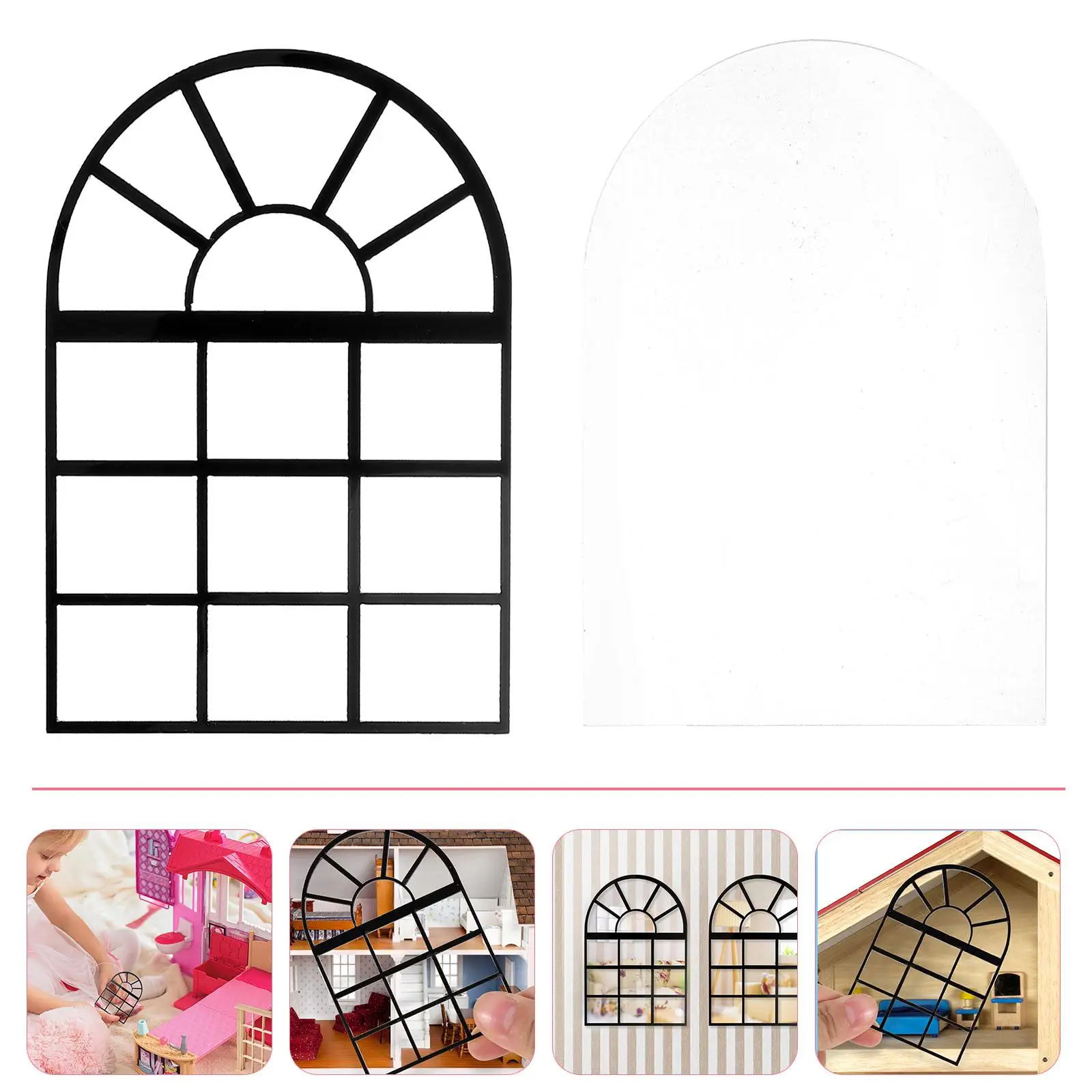 2 Pcs DIY Window Model Large Farmhouse Wall Decor Cathedral Decoration Bedroom for Living Style Toy Household