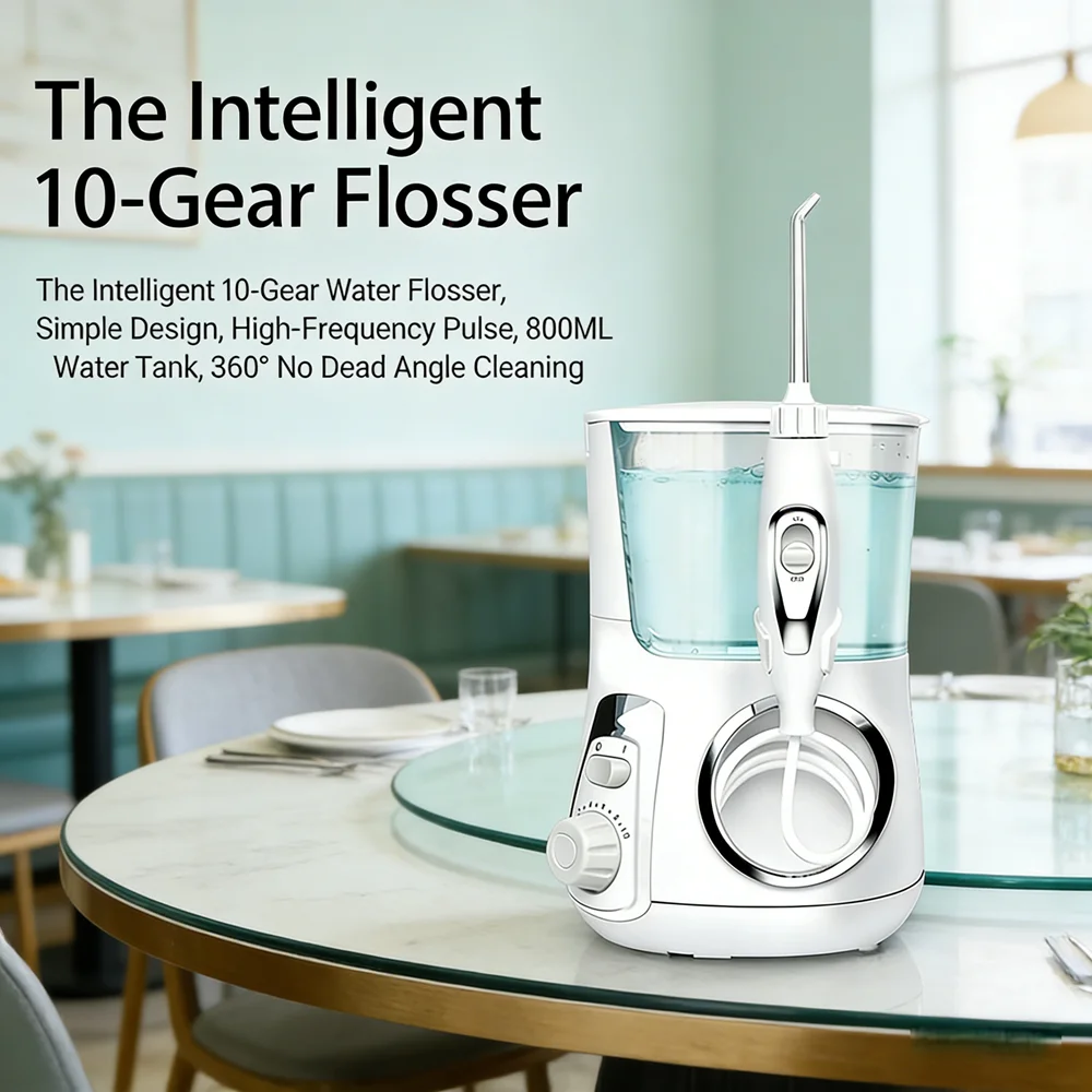 

Электрический ирригатор для полости рта с 10 режимами, 5 насадками, 800 мл, настольный, для домашнего использования, от неприятного запаха изо рта