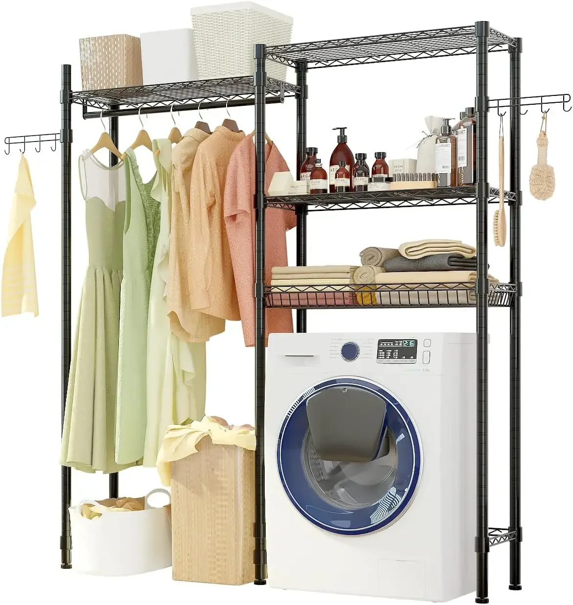 Estante de almacenamiento para lavadora y secadora, tendedero para ropa resistente, organización independiente para cuarto de baño y lavandería