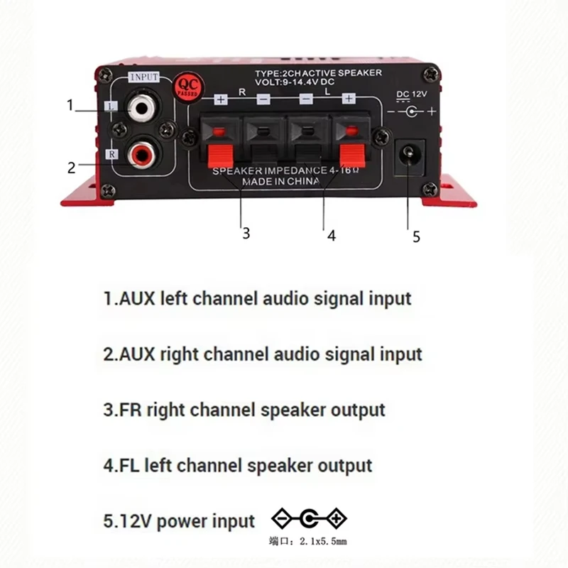 Hi-Fi 12V Mini Auto Eindversterker Stereo Audio Versterker CD DVD MP3 Ingang voor Motorfiets Boot home Audio MA170