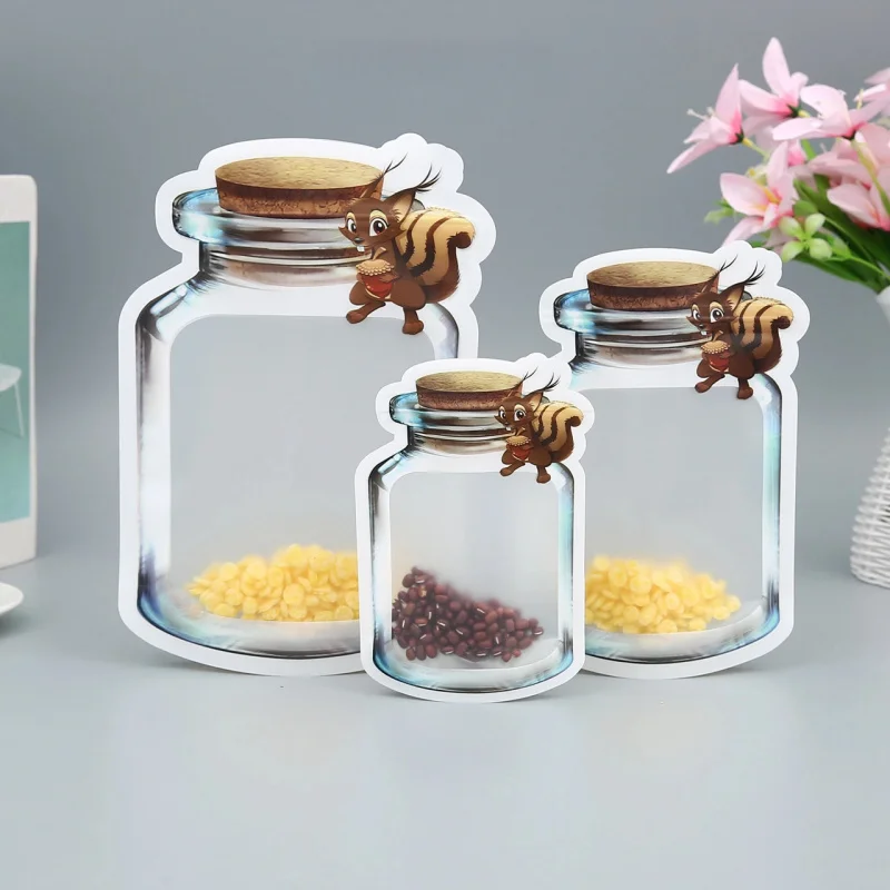 السفر المحمولة ميسون جرة ختم التعبئة والتغليف حقيبة غير النظامية الذاتي الدائمة كيس بلاستيكي ذاتي الغلق سميكة شاي الأعشاب الفواكه المجففة وجبات خفيفة الحلوى