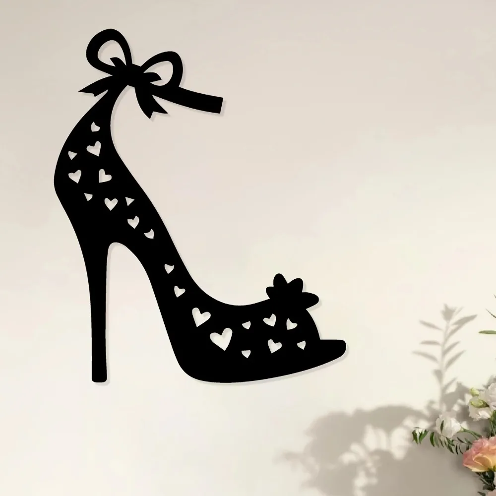 CIFBUY Elegant High Heel Aluminum Wall Art Metal Sculpture Waterproof Mural Bedroom Balcony Decor Gift