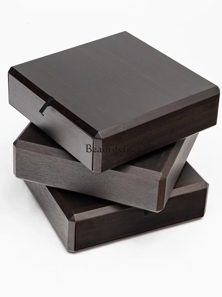 

LItalian Minimalist Rotating Bedside Table Light Luxury Advanced Simple Modern Solid Wood Bedside Cabinet