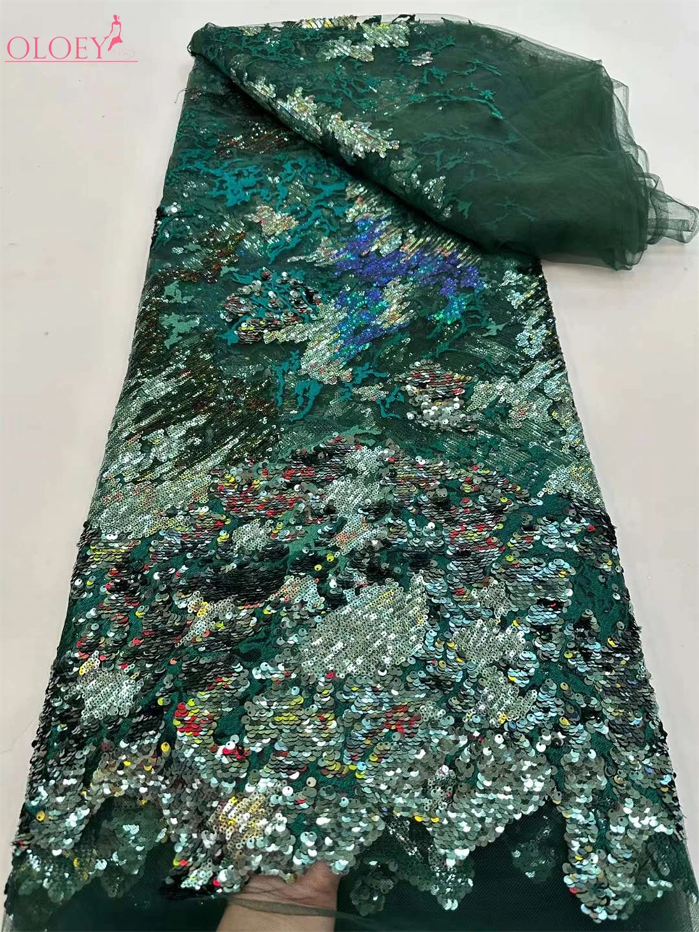 

High Quality Fashion French Embroidery Sequin Lace Fabric African Nigerian Lace Fabric For Wedding Dress