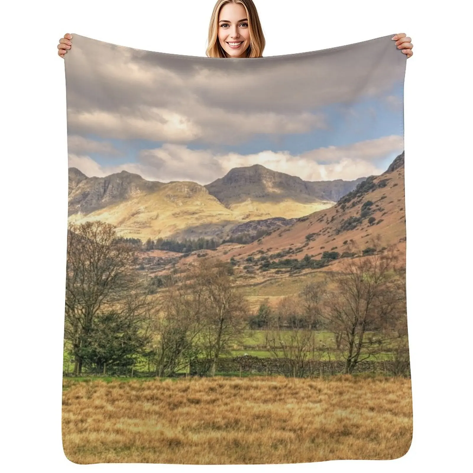 

The Langdale Pikes From Little Langdale Throw Blanket Polar Large Sofa Throw Thermal Blankets