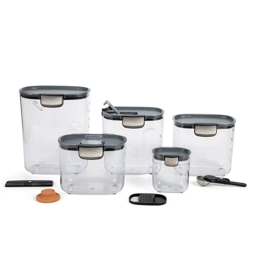 

Airtight Food Storage Container Set Clear Plastic Flour and Sugar Canister Set with Magnetic Accessories for Kitchen Organizatio