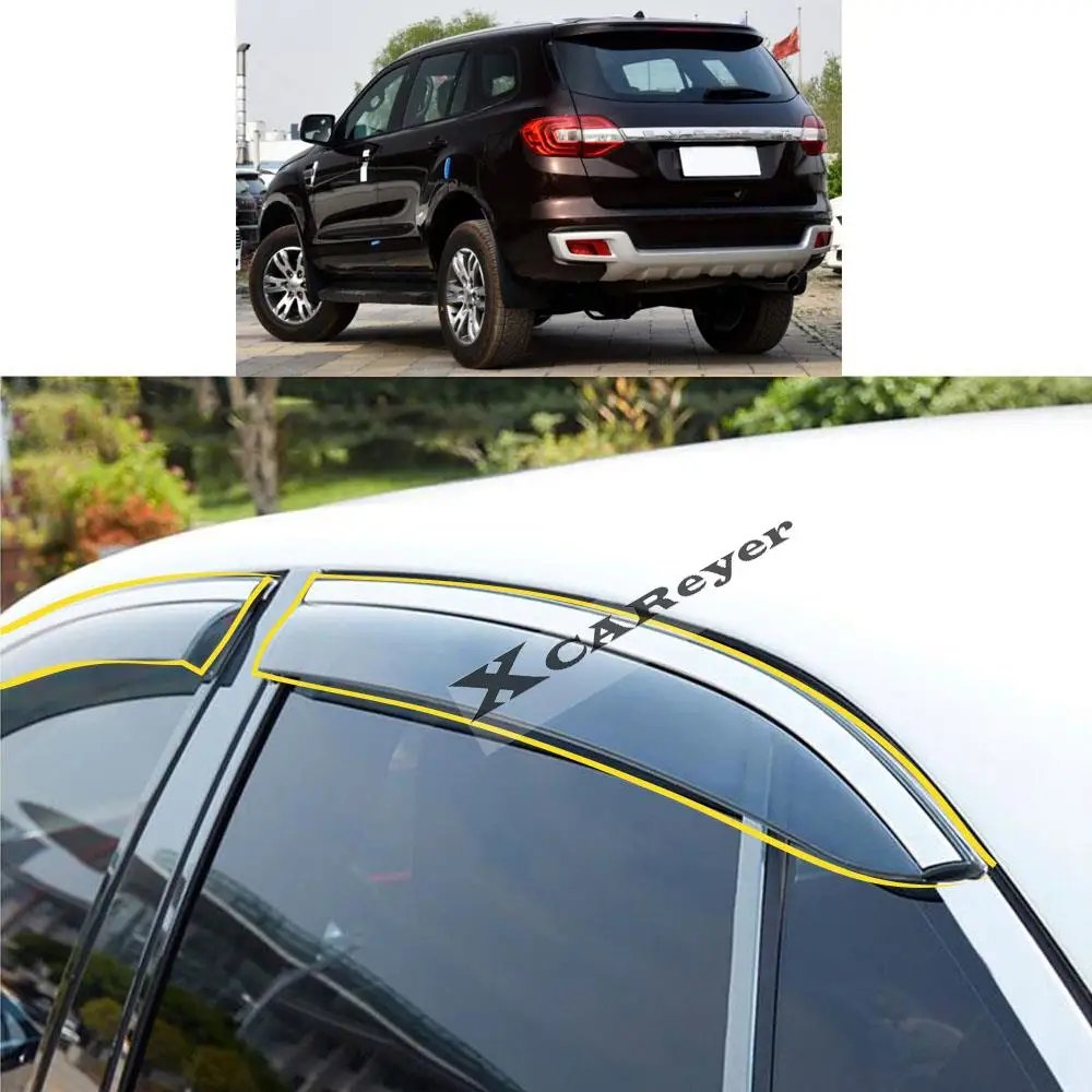 For Ford Everest 2015 2016 2017 2018 2019 2020 2021 Car Body Styling Sticker Plastic Window Glass Wind Visor Rain/Sun Guard Vent