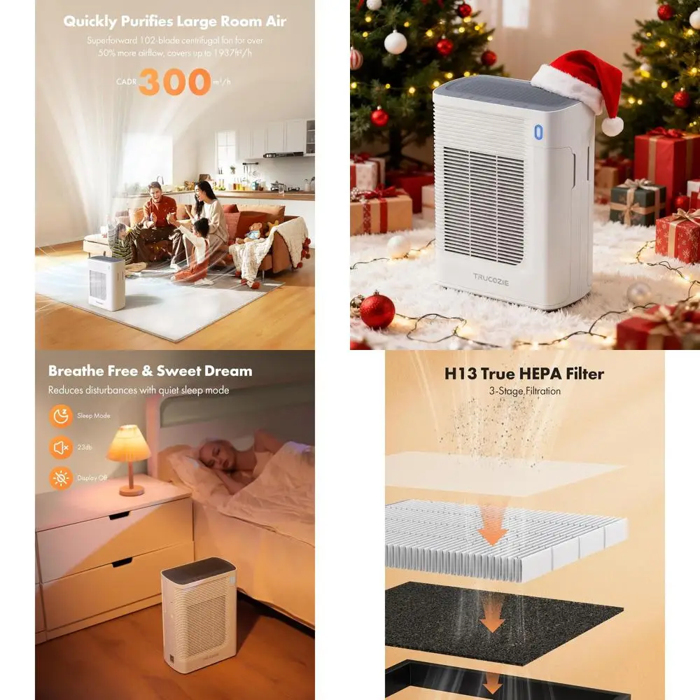 

Двусторонний очиститель воздуха: для больших помещений, 1937 кв. футов, HEPA-фильтр, защита от аллергенов и шерсти домашних животных