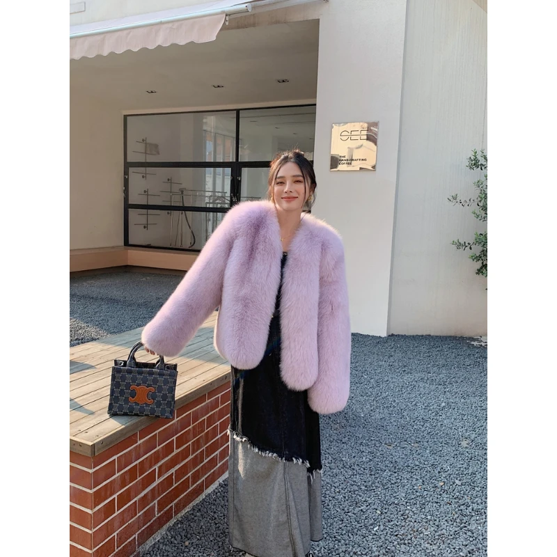 

Best Selling Ladies Genuine Fox Fur Jacket Woman Fluffy Coat Winter Warm Jacket Fur Woman