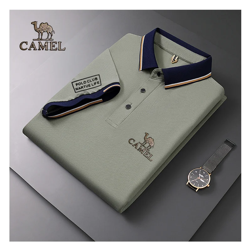 

Металлическая этикетка Camel, популярная одежда, спортивная дышащая рубашка-поло с рукавами, деловая Повседневная рубашка с вышивкой для гольфа, высокое качество