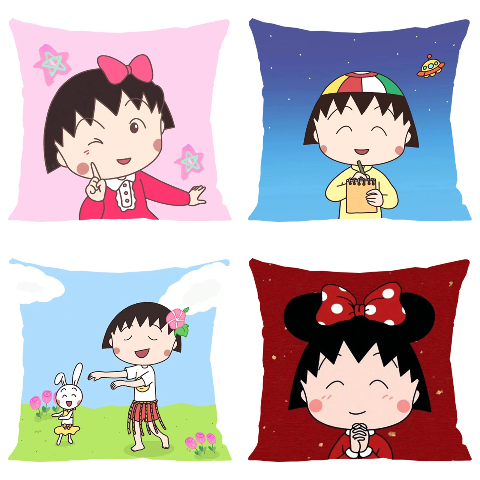 C-Chibi Maruko-chan Cover for Pillow Covers Decorative Luxury Cushion Cover Pillowcase 40x40 Aesthetic Room Decoration Cases