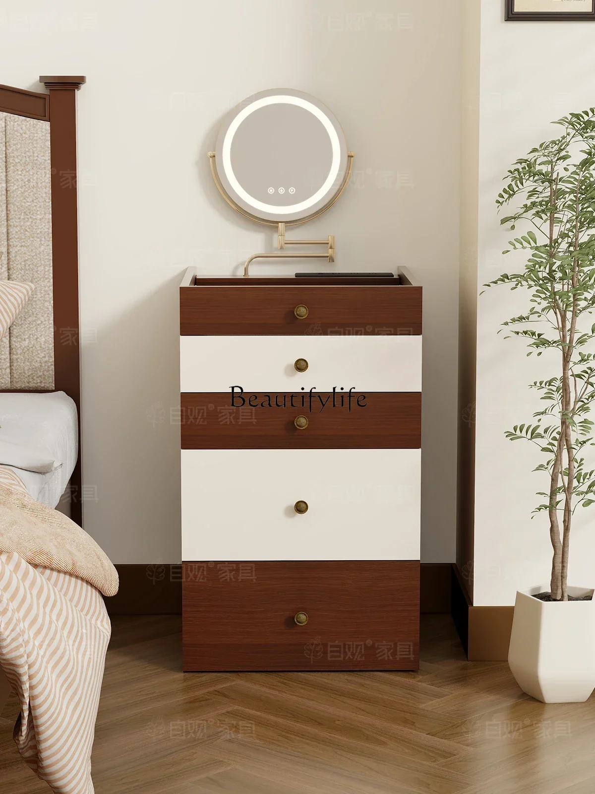 

XX39Retro dressing table, jewelry, dressing table, integrated smart makeup mirror, corner beauty table, medieval French style