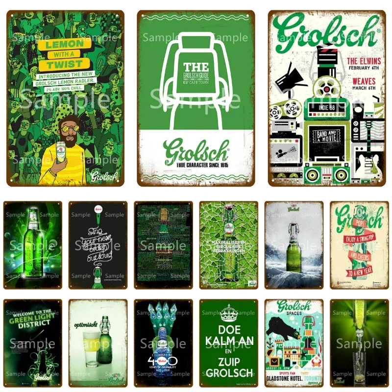 Lemon With A Twist Grolsch Stickers Drinking Poste Vintage Metal Tin Signs Beer Bar Pub Club Restaurant Wall Decoration YL052