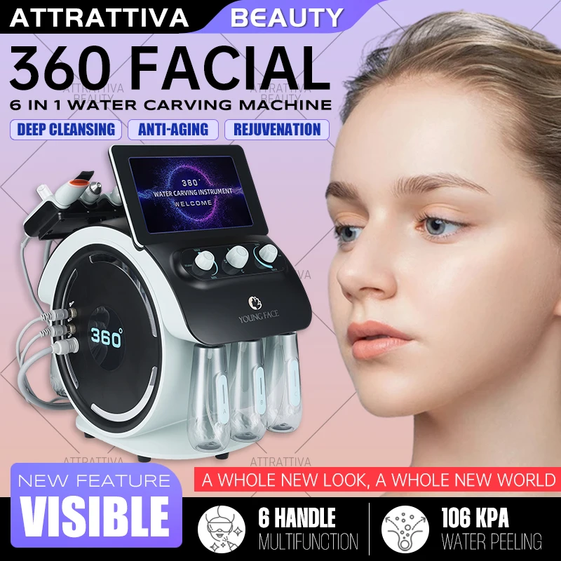 

6 in 1 Hydradermabrasion Facial Machine Water Carving Instrument 6 in 1 Skin Care Ultrasound Collagen Regeneration Nano Oxygen