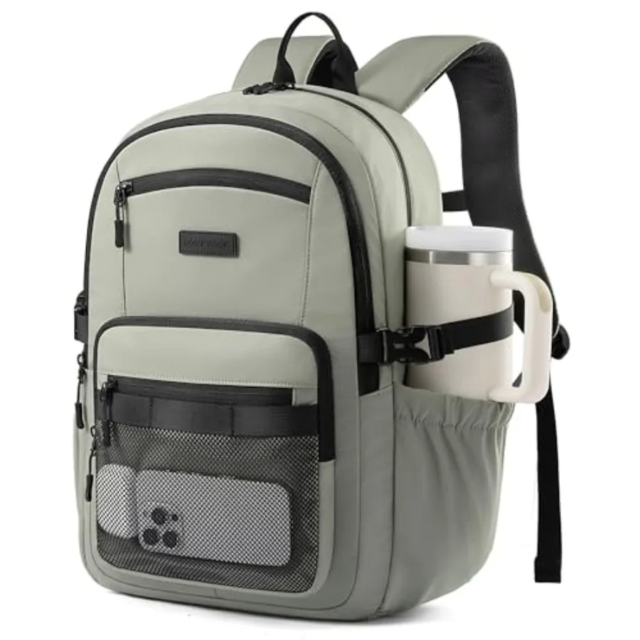 

Laptop Backpack Women/Men with 40oz Cup Holder Buckle Strap, 15.6 Inch Tech-Ready Work Backpack, TSA-compliant for Travel and C