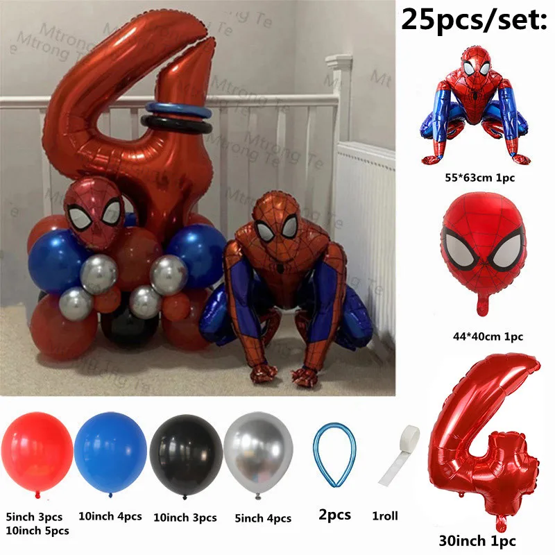 1 Set Spiderman Foil Balloon 30inch Number Birthday Party Baby Shower Decoration Supplies Children's Gifts Air Globos Kids Toy