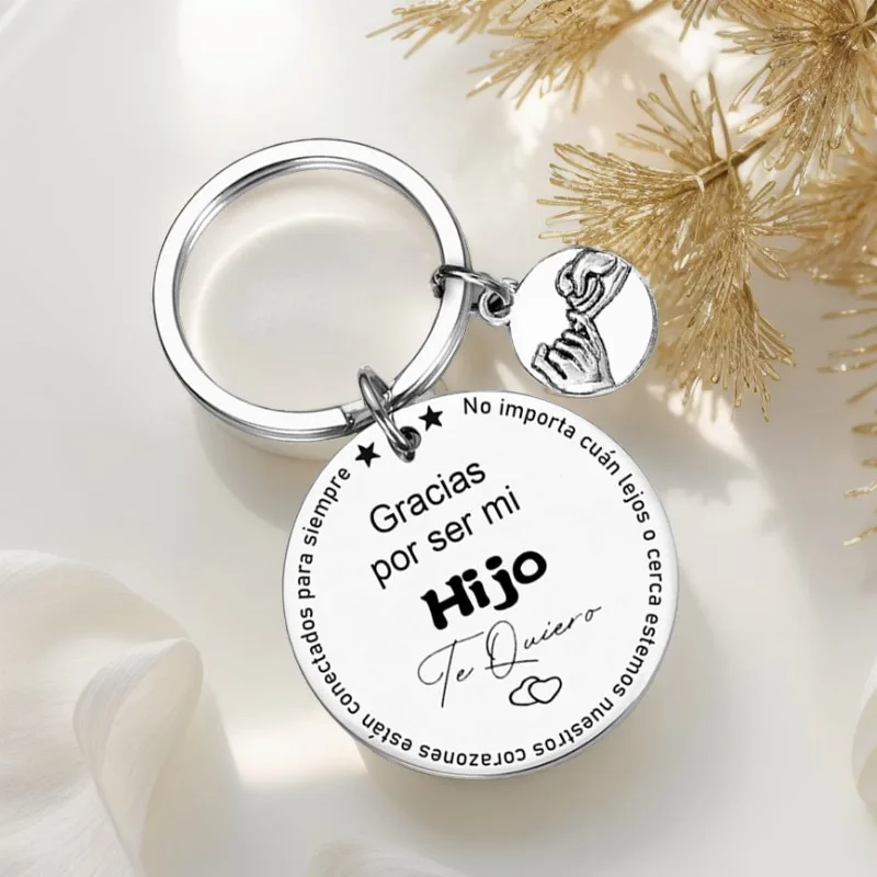 Stainless Steel Fashion Jewelry Keychain Pendant for Son Hijo Spanish Versionas a Thanksgiving Gift for Son