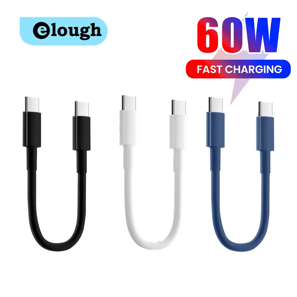0.28M Short USB Type C Cable PD60W Fast Charging Power Bank Data Cord For iphone 15 Samsung Xiaomi Huawei Phone USB C Cable