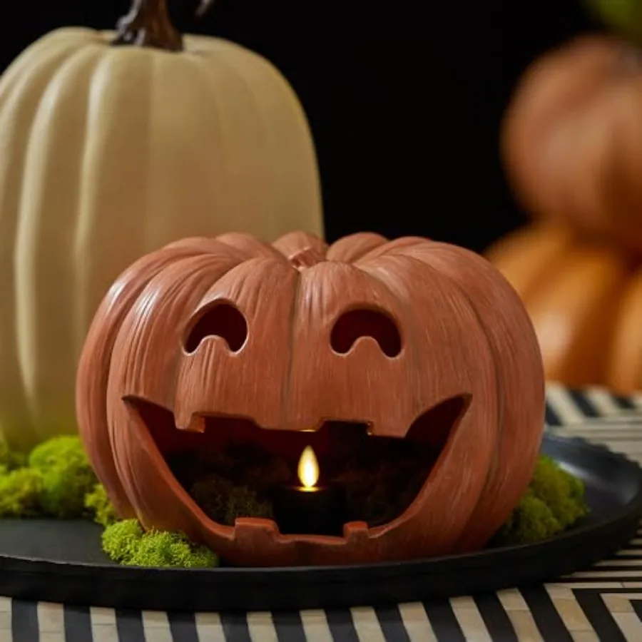 Jack-o'-Lantern Pumpkin Tealight Holder - Orange 10