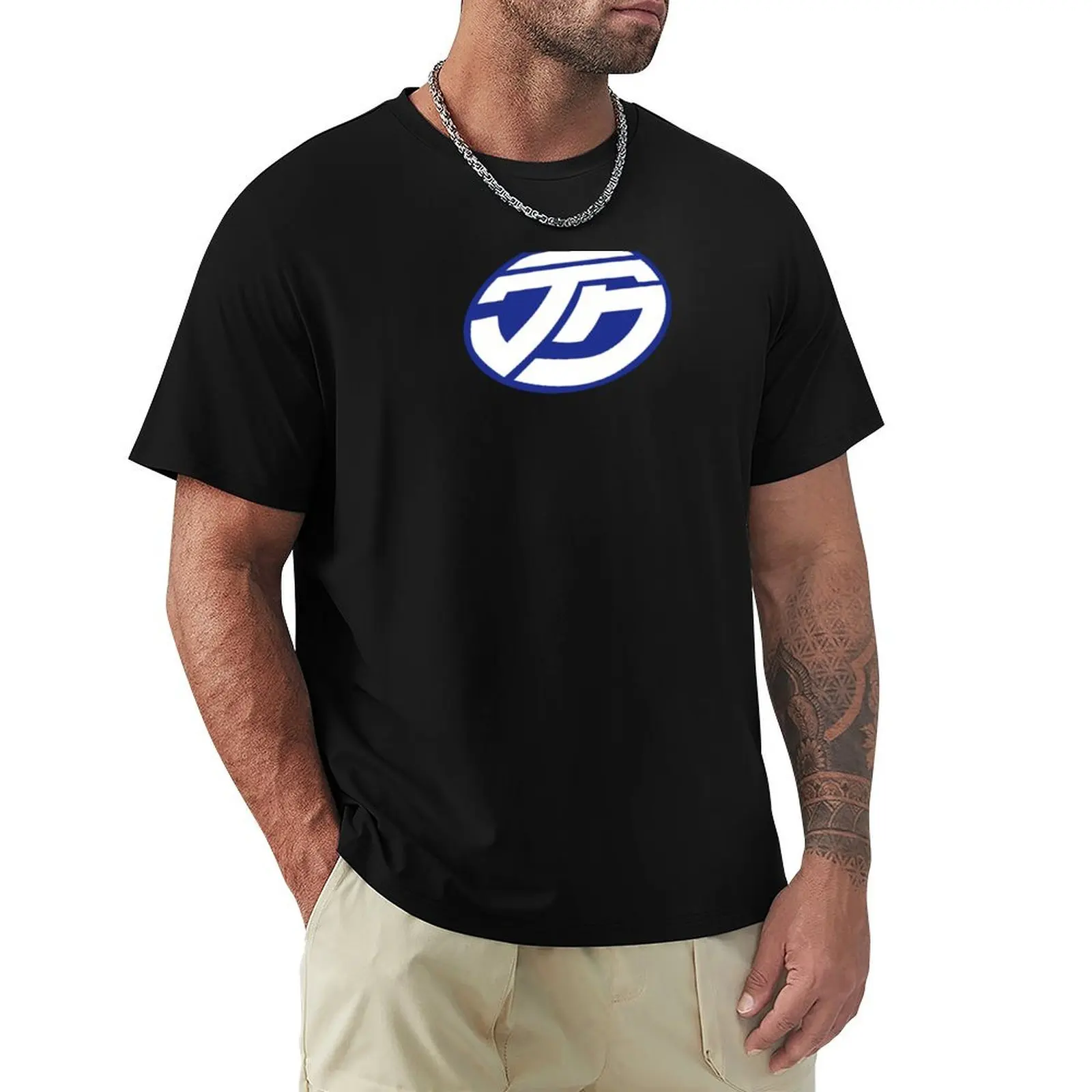 Teku Logo Plain White on Blue T-Shirt Soft Anti-Shrink Cotton Tee
