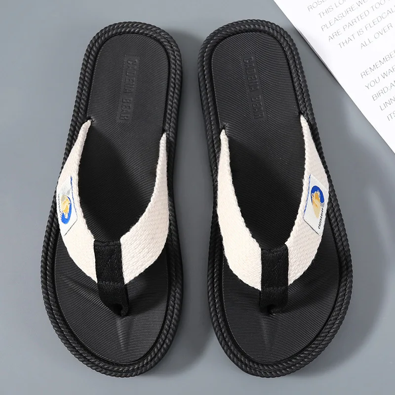 Men Slippers Outside Beach Bear Flat Flip-flop 2024 Summer Casual Slippers Indoor Home Male Anti-slip Shoe Thong Sandal Zaptos