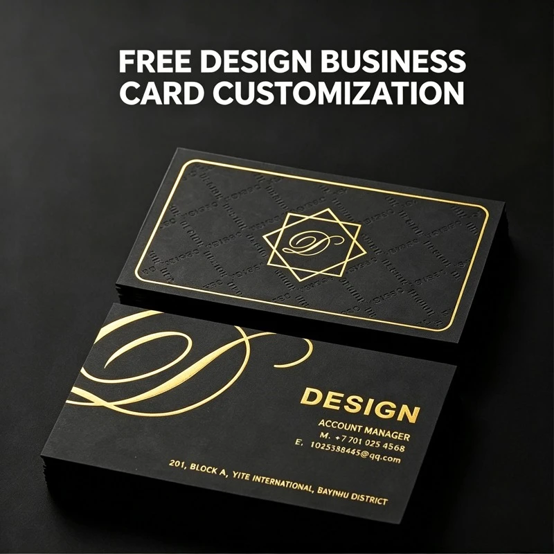 Custom Gold Foil Offset Printing Business Card, Personalized Embossed Logo Luxury Business Card with Custom Logo