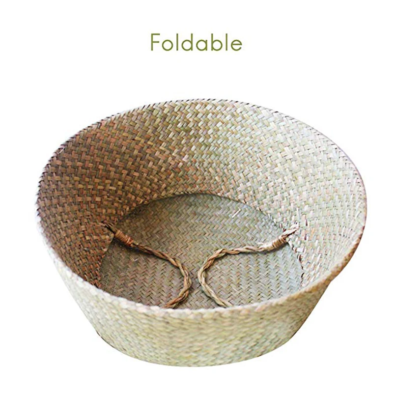 

Natural Seagrass Woven Storage Pot Tote Belly Basket for Storage Laundry Picnic Plant Pot Cover and Beach Bag