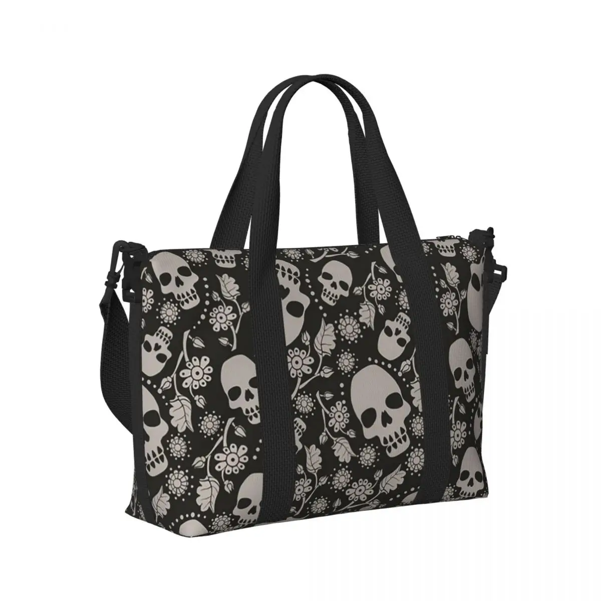 

Victorian Gothic Black Skull Beach Travel Bag Large Capacity Tote Bags for Gym Yoga Women Shopping Duffle Shoulder Bag