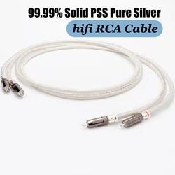 Pair Preffair 99.99% Pure Silver RCA Cable HiFi Audio Interconnect Solid PSS Pure Silver Core Wire Silver-Plated Plug Connector