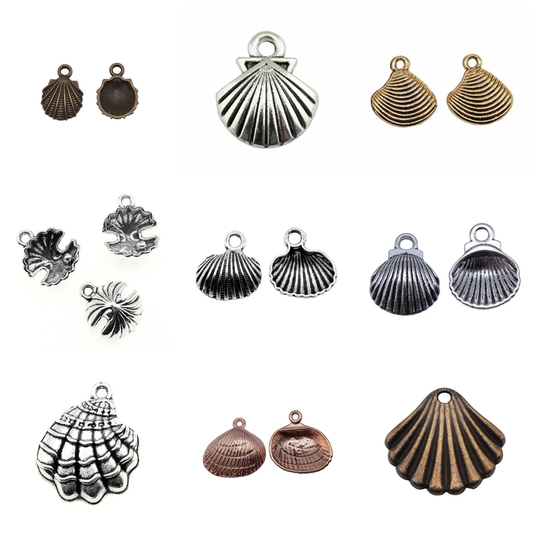 Antique Silver Color Natural Shell Charms Pendant Ocean Beach Charm For Necklace Bracelet Earring DIY Jewelry Findings