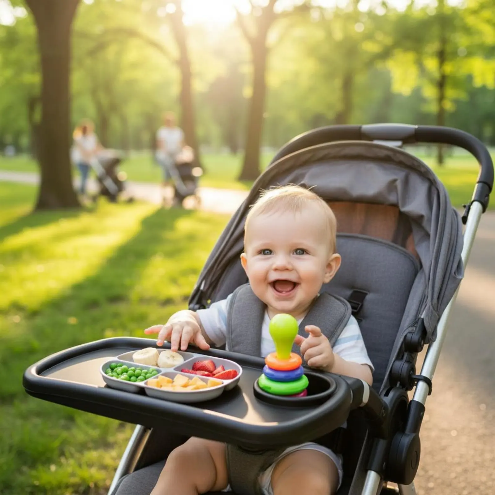 Baby Baby Carriage Dining Plate Long-Lasting ABS Material Universal Baby Carriage Tray Easy to Install for Little Ones