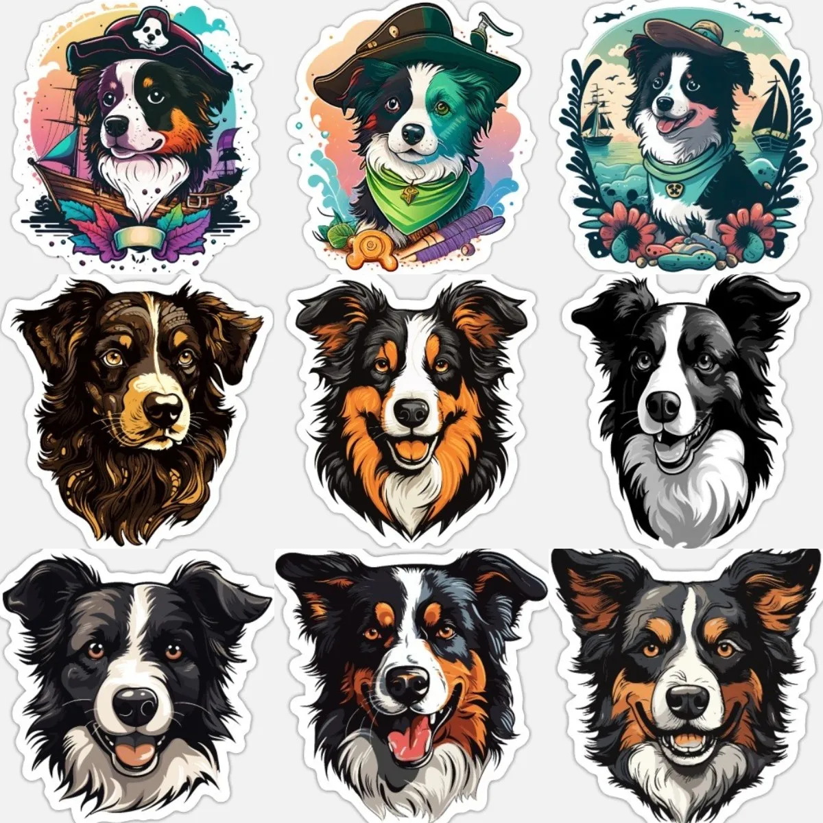 Border Collie Dog Creative Stickers Laptop Vinyl Motorcycle Car Truck Box Bicycle Wall Room Helmet Table Van Door Decorate Decal