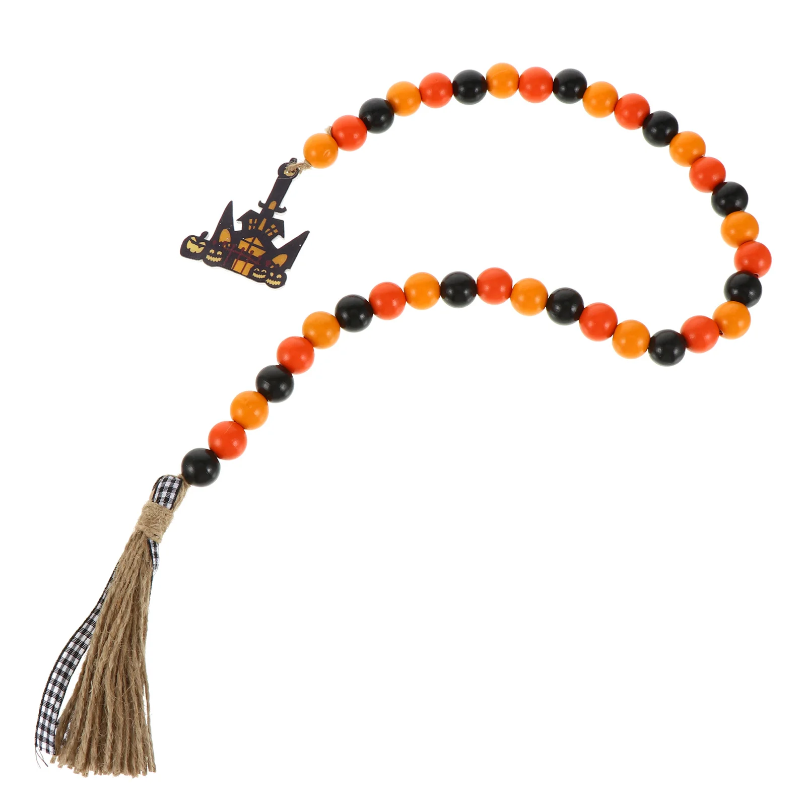 

1pc Halloween Wooden Bead Tassel Twine String Rural Style Hanging Ornament For Home Decor Party Decoration Halloween Pendant