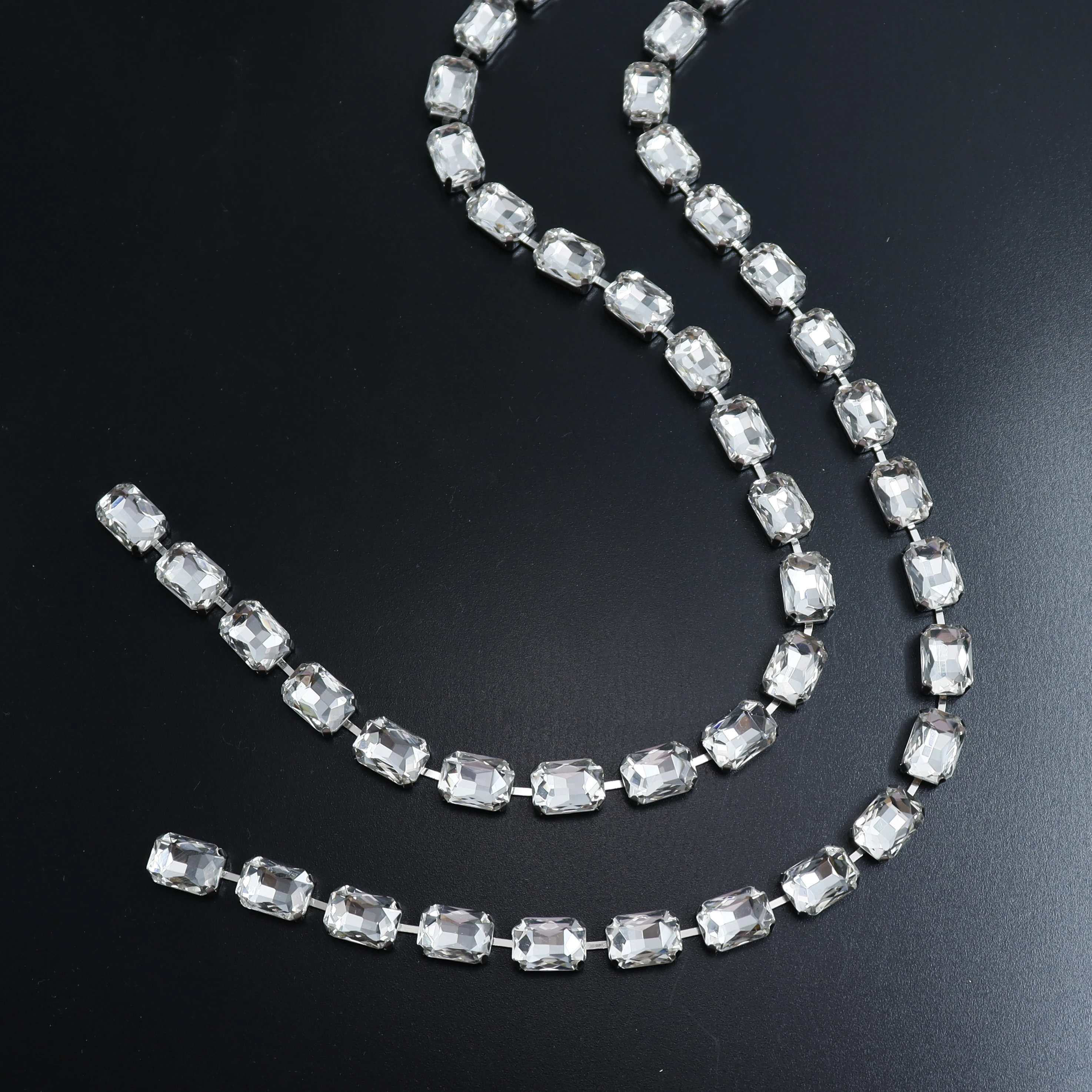 1 Yard Dense Shaped Crystal Rhinestone Chain Trim for Sewing Craft Clothing DIY Bridal Bouquet Embellishments