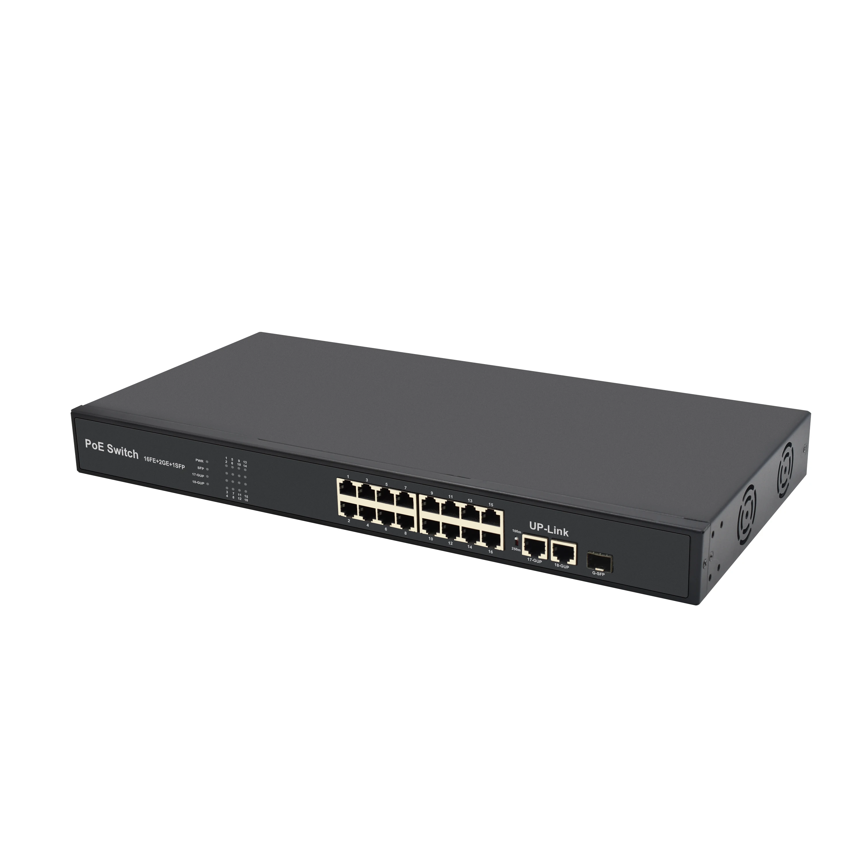 16 ports 10/100mbps fast switch poe 2 10/100/1000mbps uplink 1.25G SFP WOR-SL1621P SFP PoE switch