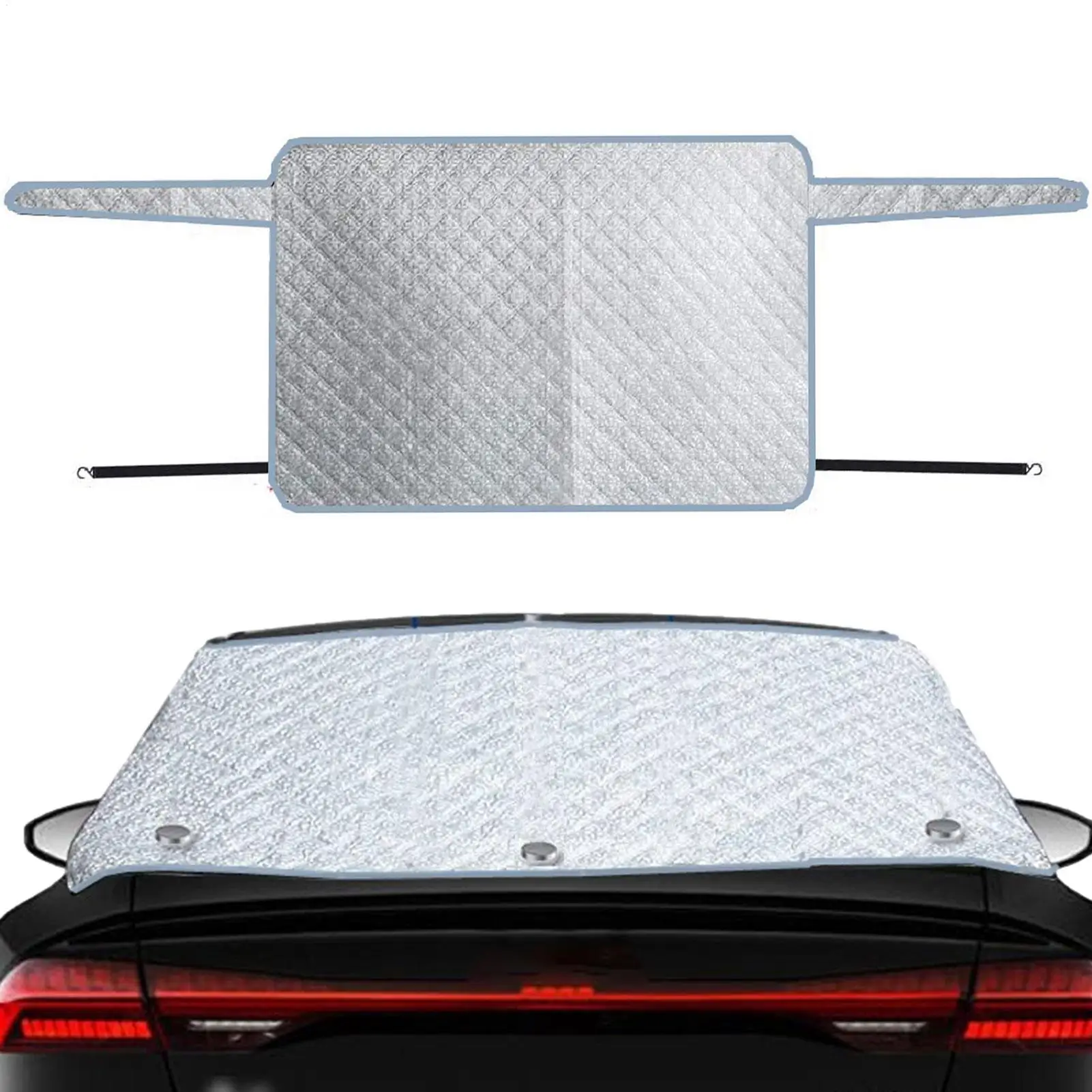 Cubierta de nieve para parabrisas trasero, cubiertas de nieve para parabrisas automotriz de 2 capas, cubierta de nieve luminosa de papel de aluminio con gancho y Invisible