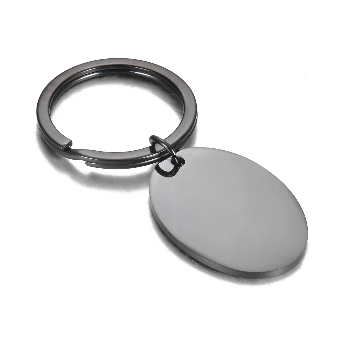 4Pieces Mirror Polished Stainless Steel Oval Charm Blank Tag Keychains For DIY Souvenir Gifts Womens Mens Car Key Jewelry