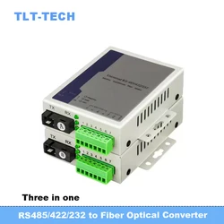 1 Pair 1 Channel Bidirectional RS485 RS422 RS232 three in one Data Over Fiber Optic Converter With 600w Surge Protection