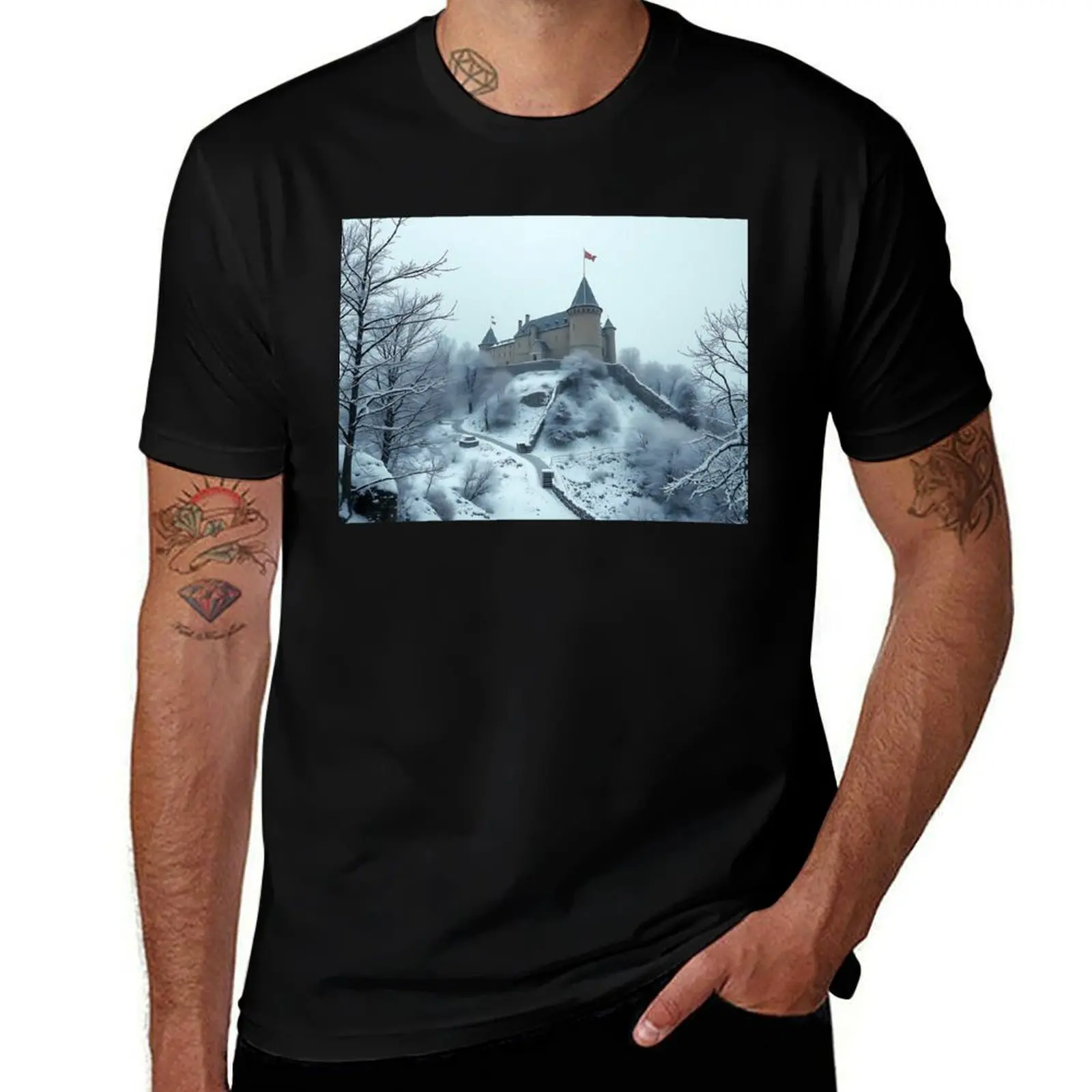 

Medieval castle in winter T-Shirt plus sizes sports fans sweat plus size tops men clothings