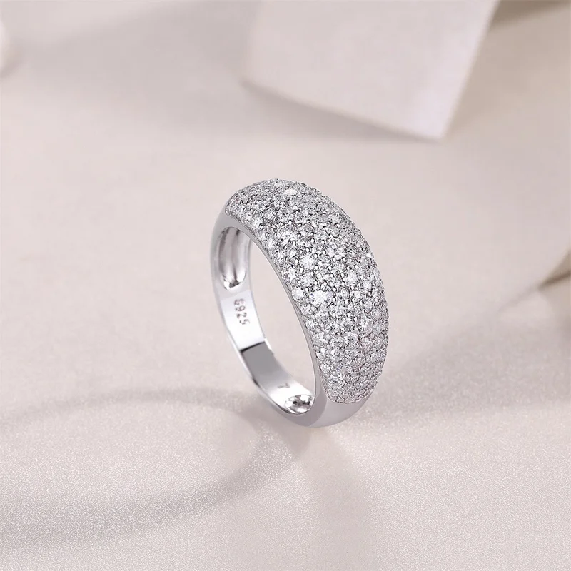 ZFSILVERFashion Classic High Quality 925 Silver Full Moissanite Design Luxury Arc Ring For Women Accessories Jewelry Gift R15309