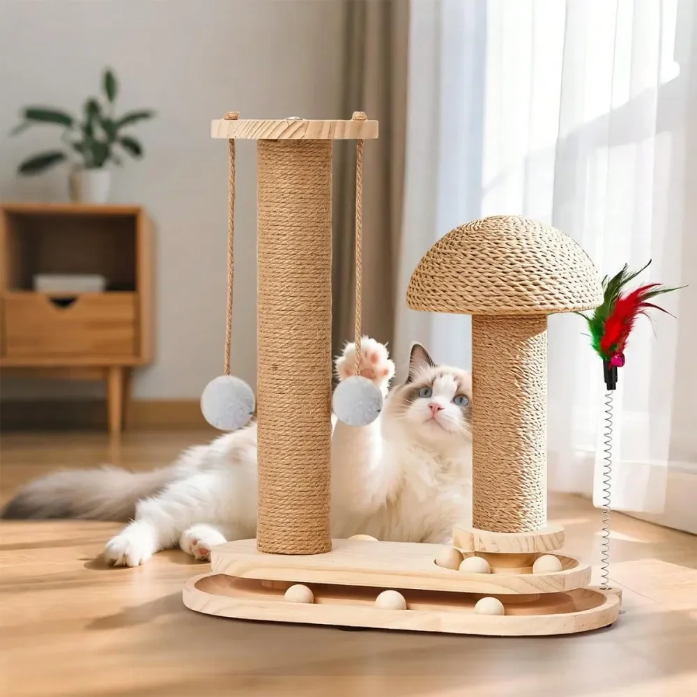 

Cat Scratchers Cat Stuff Cat Towerching Post, Cat Toy, Interactive Toy With Hanging Ball, For Indoor Kittens, DualColor Base, Wo