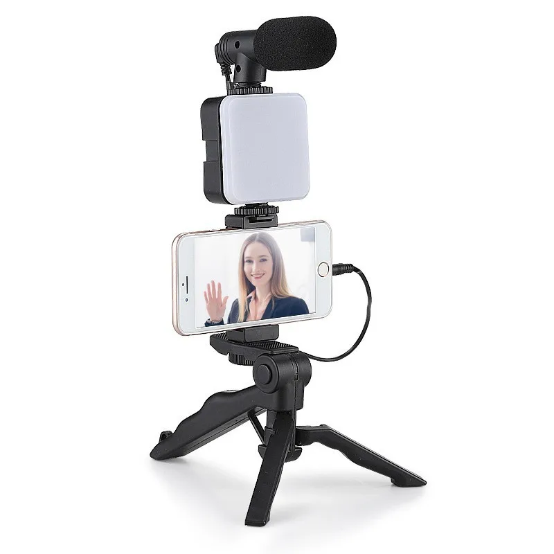 Multifunctional Mobile Phone Holder Desktop Mobile Phone Holder Live Broadcast Mobile Phone Holder Fill Light with Microphone Set Slr Conference