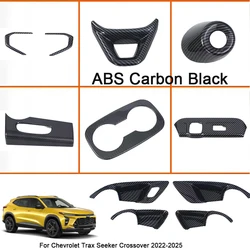 ABS Carbon Black For Chevrolet SEEKER TRAX CROSSOVER 2023-2025 Car Gear Head Cover Steering Wheel Panel Dashboard Outlet Sequin