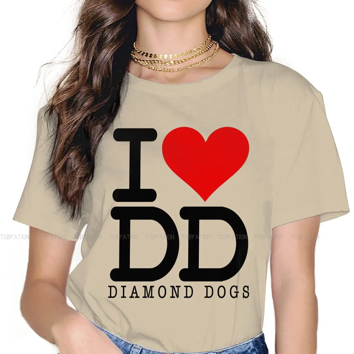 I Love Diamond Dogs  O Collar TShirt Metal Gear Solid V The Phantom Pain Pure Cotton Original T Shirt Woman's New Design 4XL