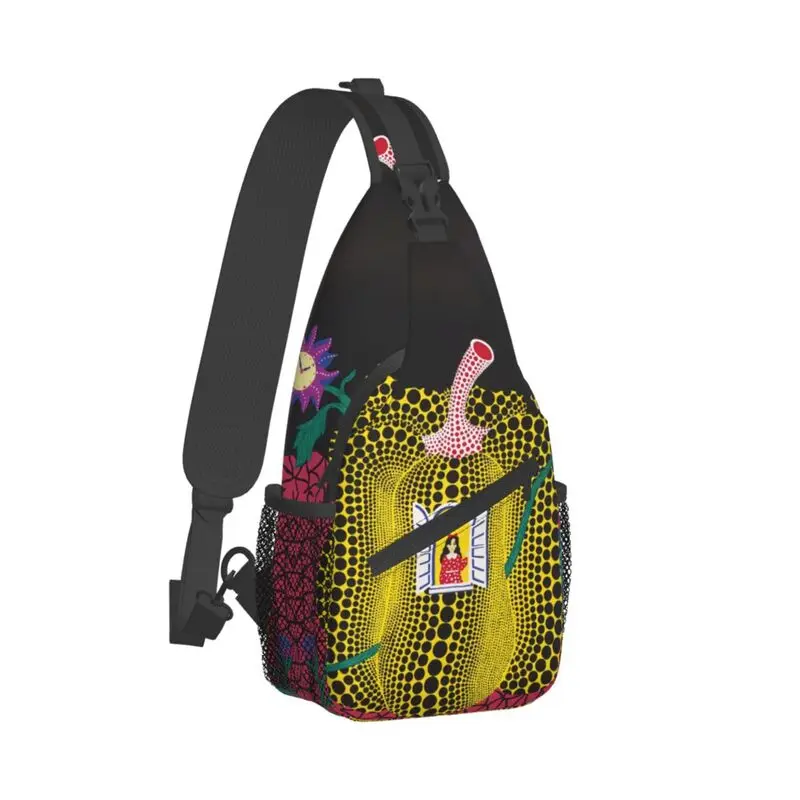 Yayoi Kusama Pintura Abstrata Sling Peito Bag, Mochila Crossbody de Ombro Personalizado para Homens, Ciclismo, Camping Daypack