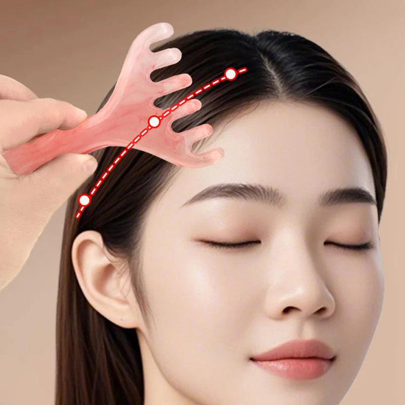 Head Massager Resin Deer Antlers Scalp Massage Gua Sha Head Relax Relief Stress Improve Sleep Scalp Scraping Massager