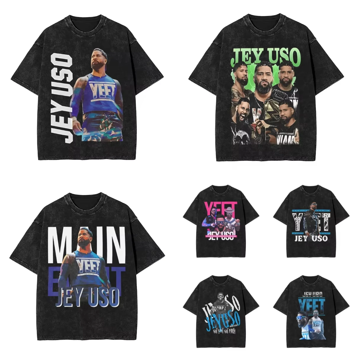 

Vintage Washed T Shirt Jey Uso Yeet Cotton T-Shirts Trending Tshirt for Men Summer Awesome Printed Top Tees